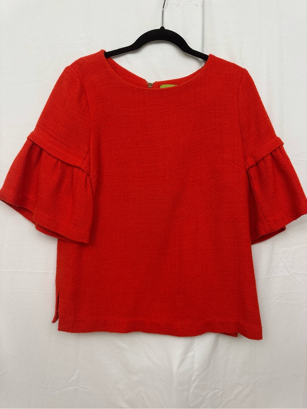 Elizabeth McKay Orange Textured Ruffle Sleeve Blouse